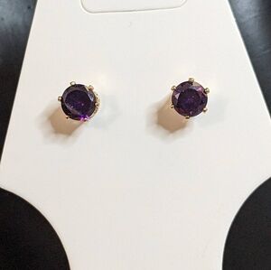 Swarovski Crystal Elements Purple and Gold Overlay‎ Earrings
